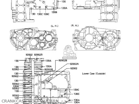 CRANKCASE BOLT PATTERN - ZN1300A3 VOYAGER 1985 USA CALIFORNIA CANADA