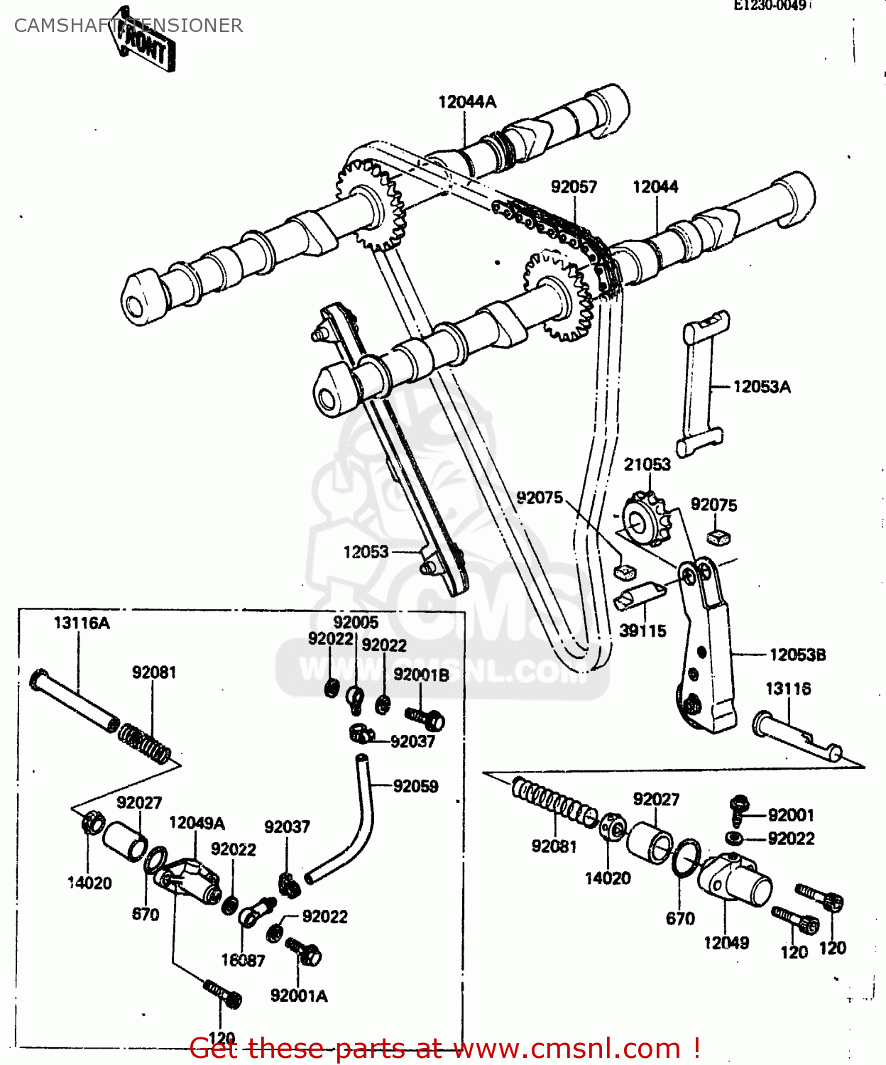 CAMSHAFT/TENSIONER ZN1300A4 1986 USA CALIFORNIA CANADA