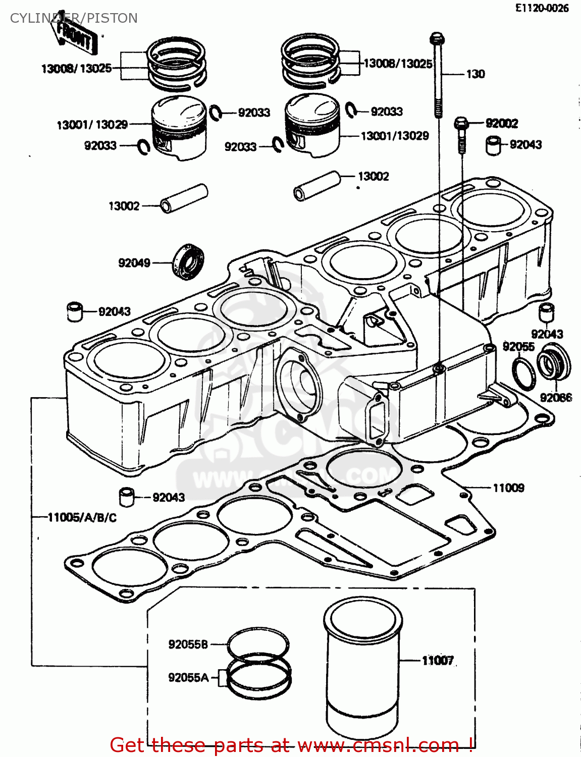 CYLINDER/PISTON ZN1300A4 1986 USA CALIFORNIA CANADA