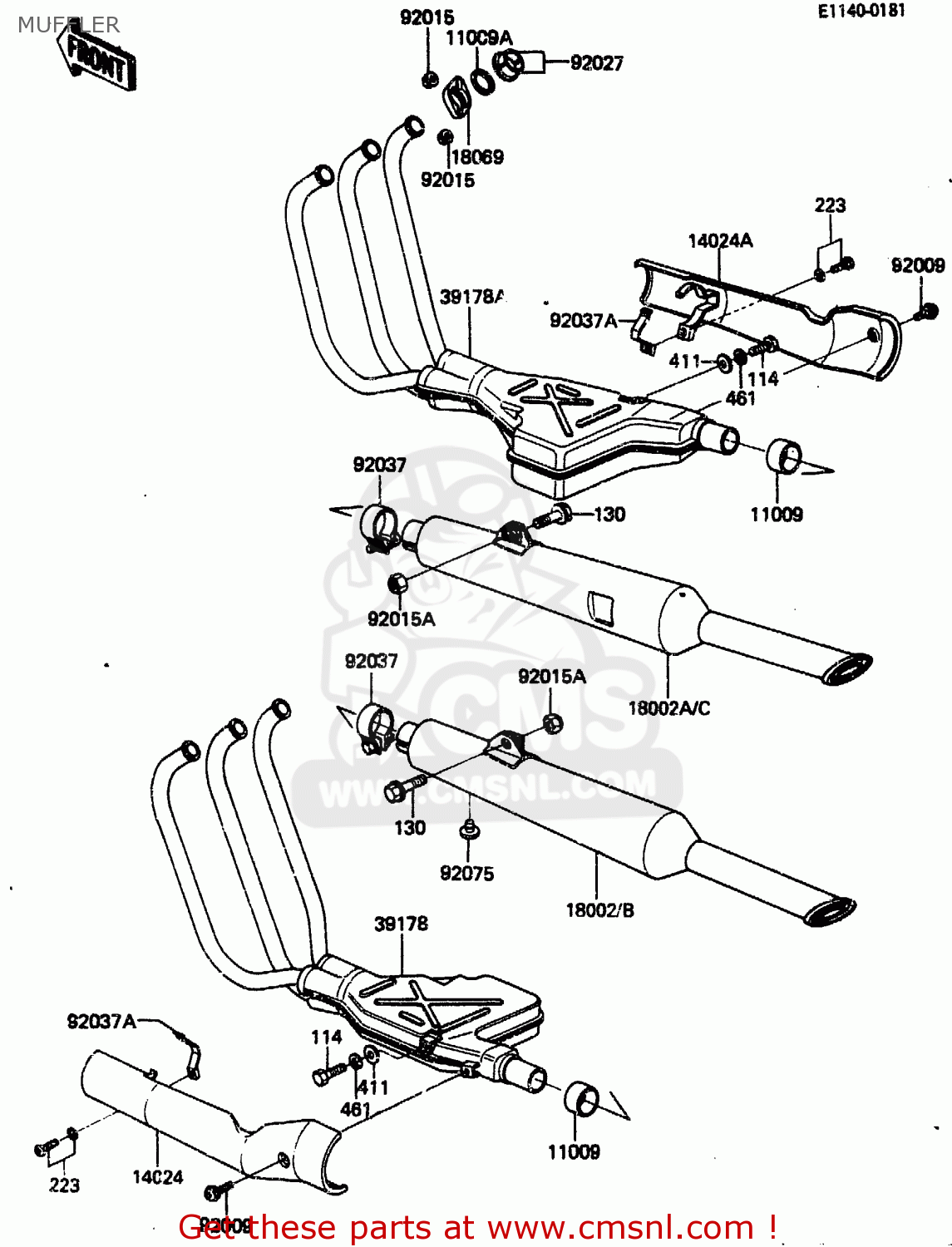 MUFFLER ZN1300A4 1986 USA CALIFORNIA CANADA