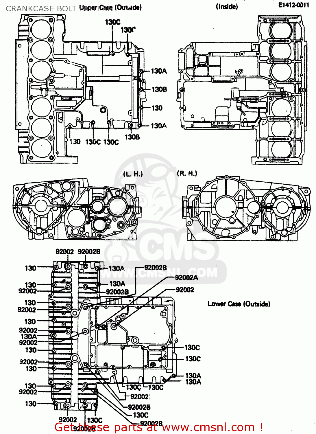 CRANKCASE BOLT PATTERN ZN1300A4 1986 USA CALIFORNIA CANADA