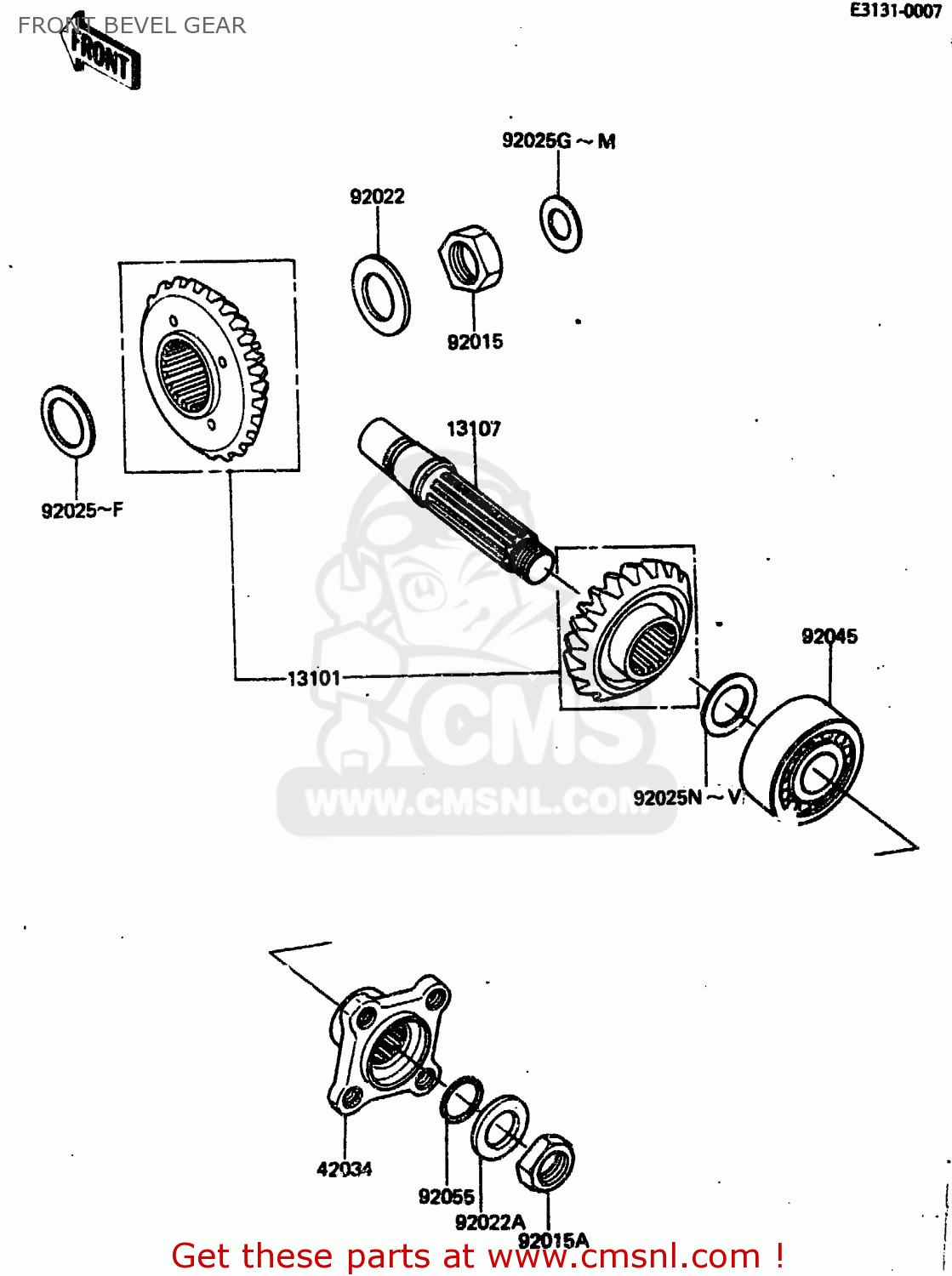 FRONT BEVEL GEAR ZN1300A4 1986 USA CALIFORNIA CANADA