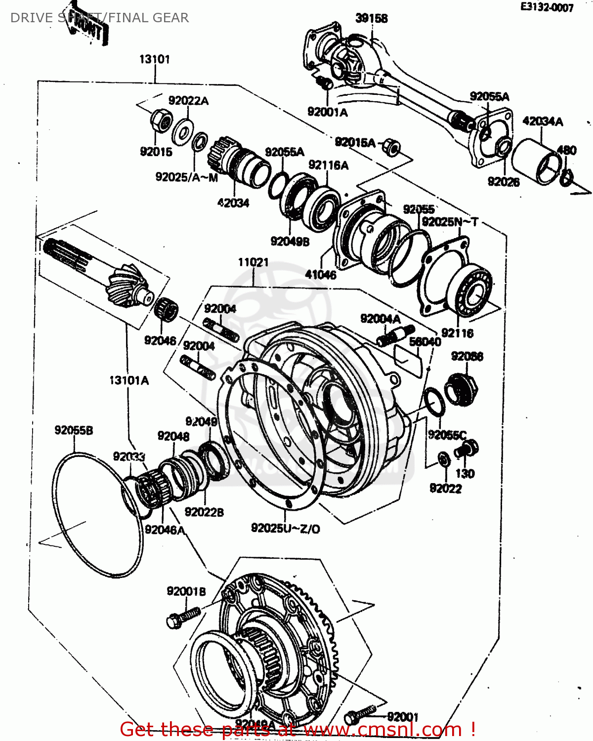 DRIVE SHAFT/FINAL GEAR ZN1300A4 1986 USA CALIFORNIA CANADA