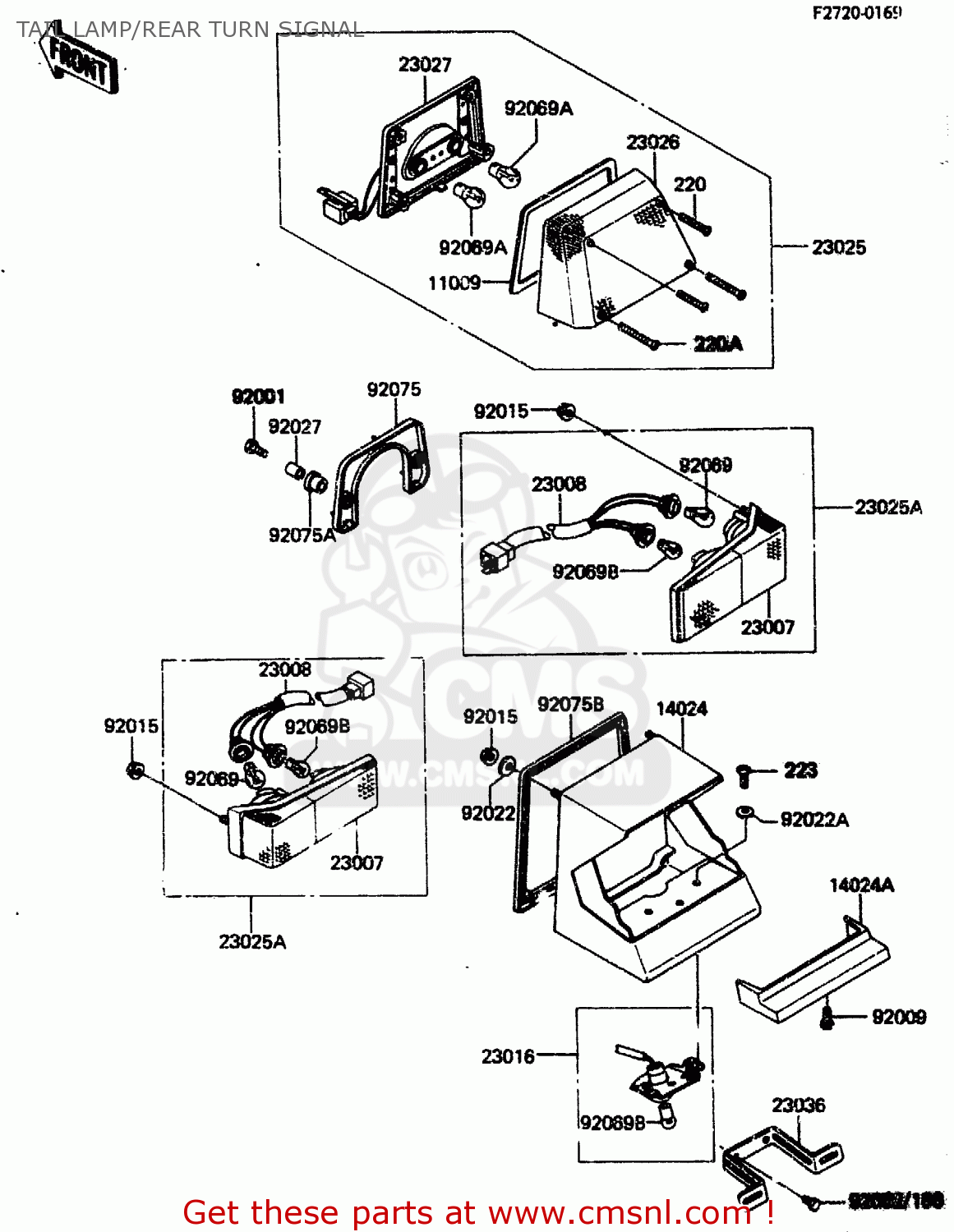 TAIL LAMP/REAR TURN SIGNAL ZN1300A4 1986 USA CALIFORNIA CANADA