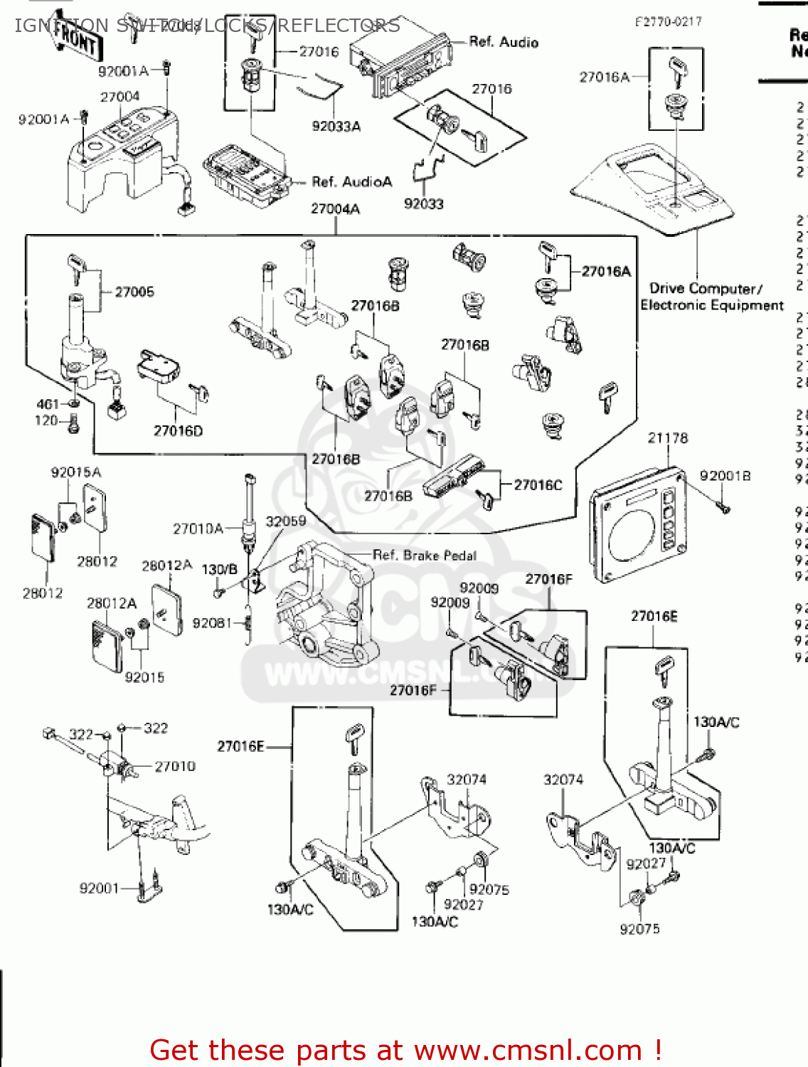 IGNITION SWITCH/LOCKS/REFLECTORS ZN1300A4 VOYAGER 1986 USA CALIFORNIA CANADA