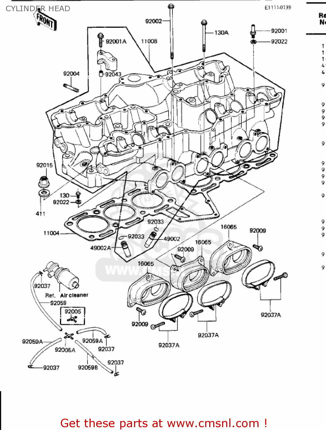 CYLINDER HEAD ZN1300A4 VOYAGER 1986 USA CALIFORNIA CANADA