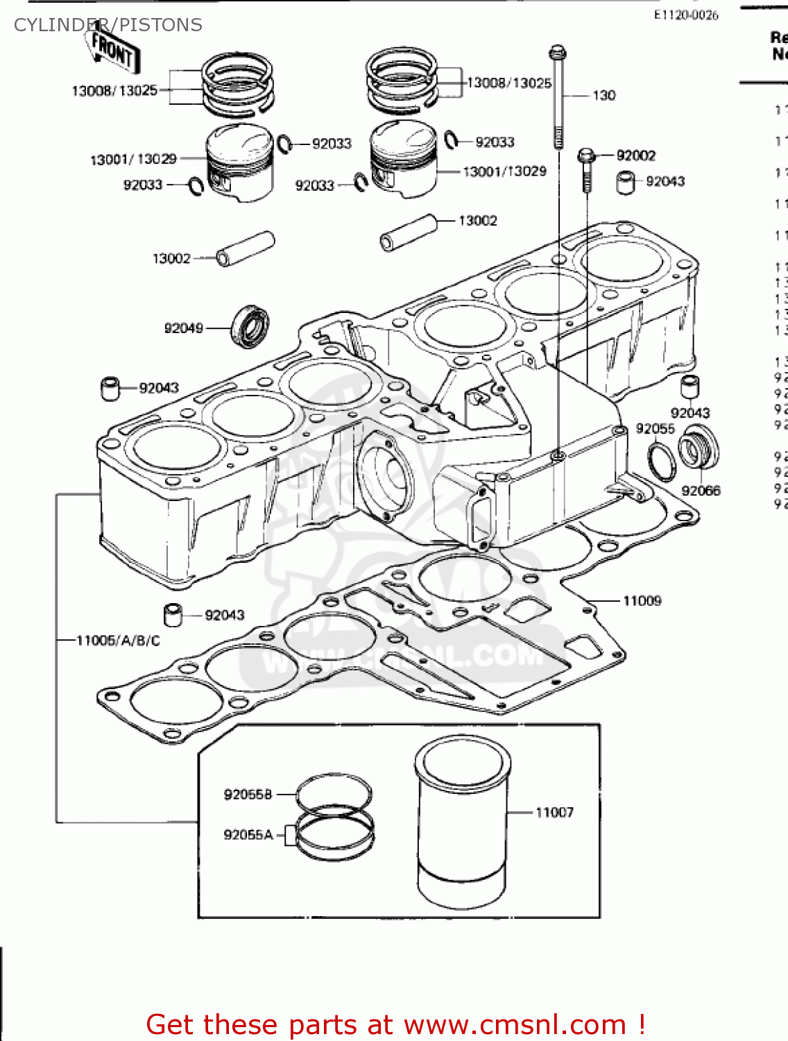 CYLINDER/PISTONS ZN1300A4 VOYAGER 1986 USA CALIFORNIA CANADA