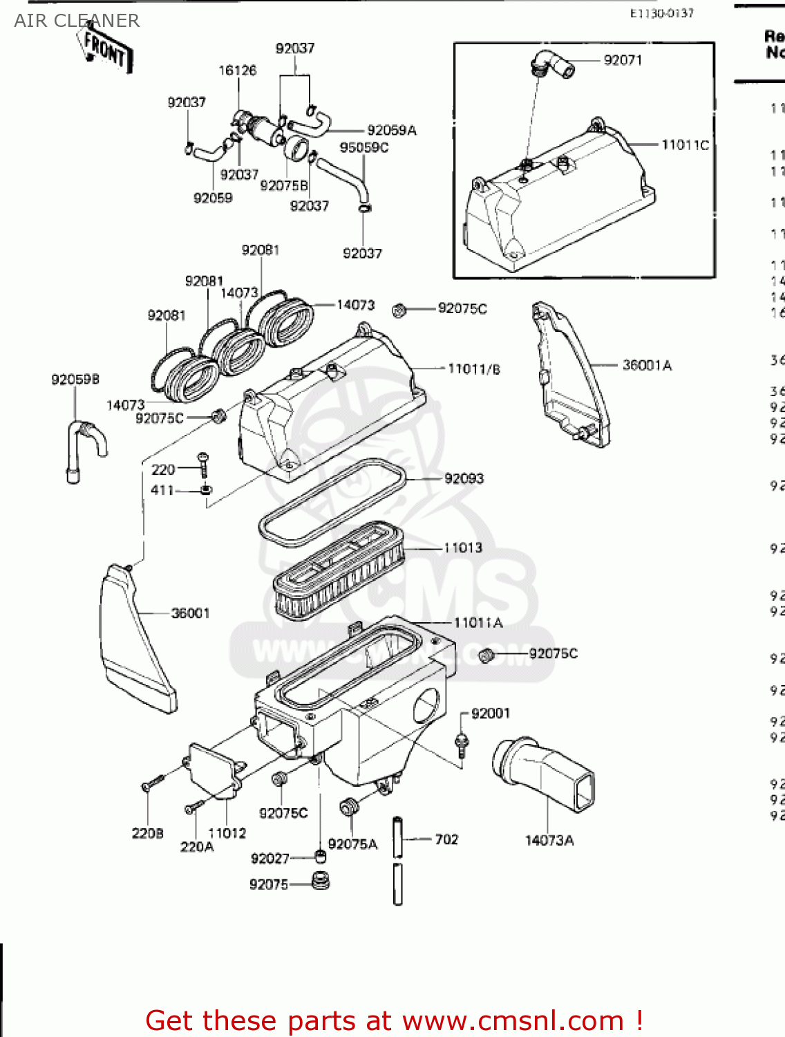AIR CLEANER ZN1300A4 VOYAGER 1986 USA CALIFORNIA CANADA