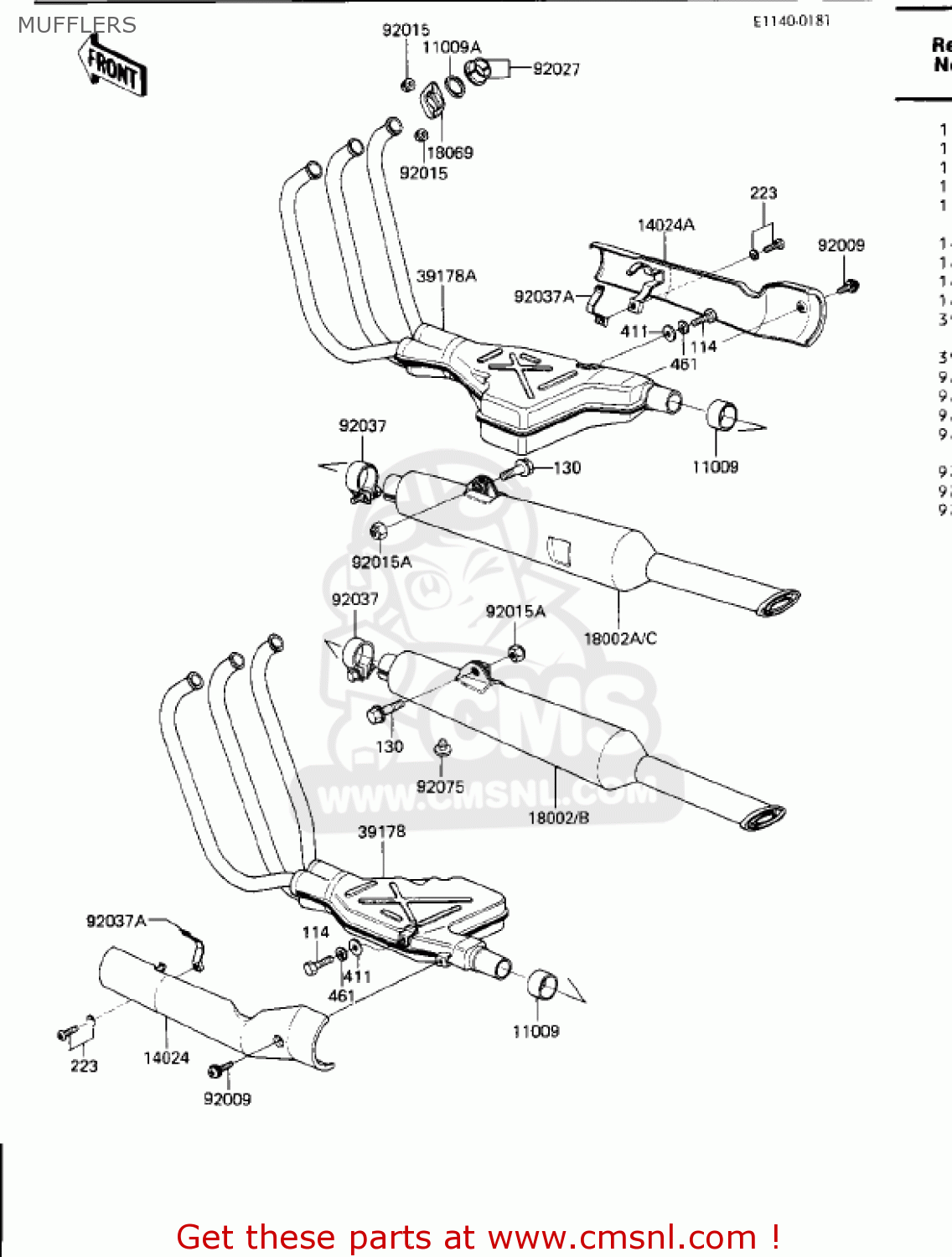 MUFFLERS ZN1300A4 VOYAGER 1986 USA CALIFORNIA CANADA