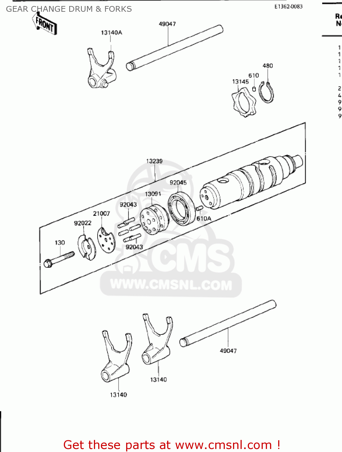 GEAR CHANGE DRUM & FORKS ZN1300A4 VOYAGER 1986 USA CALIFORNIA CANADA
