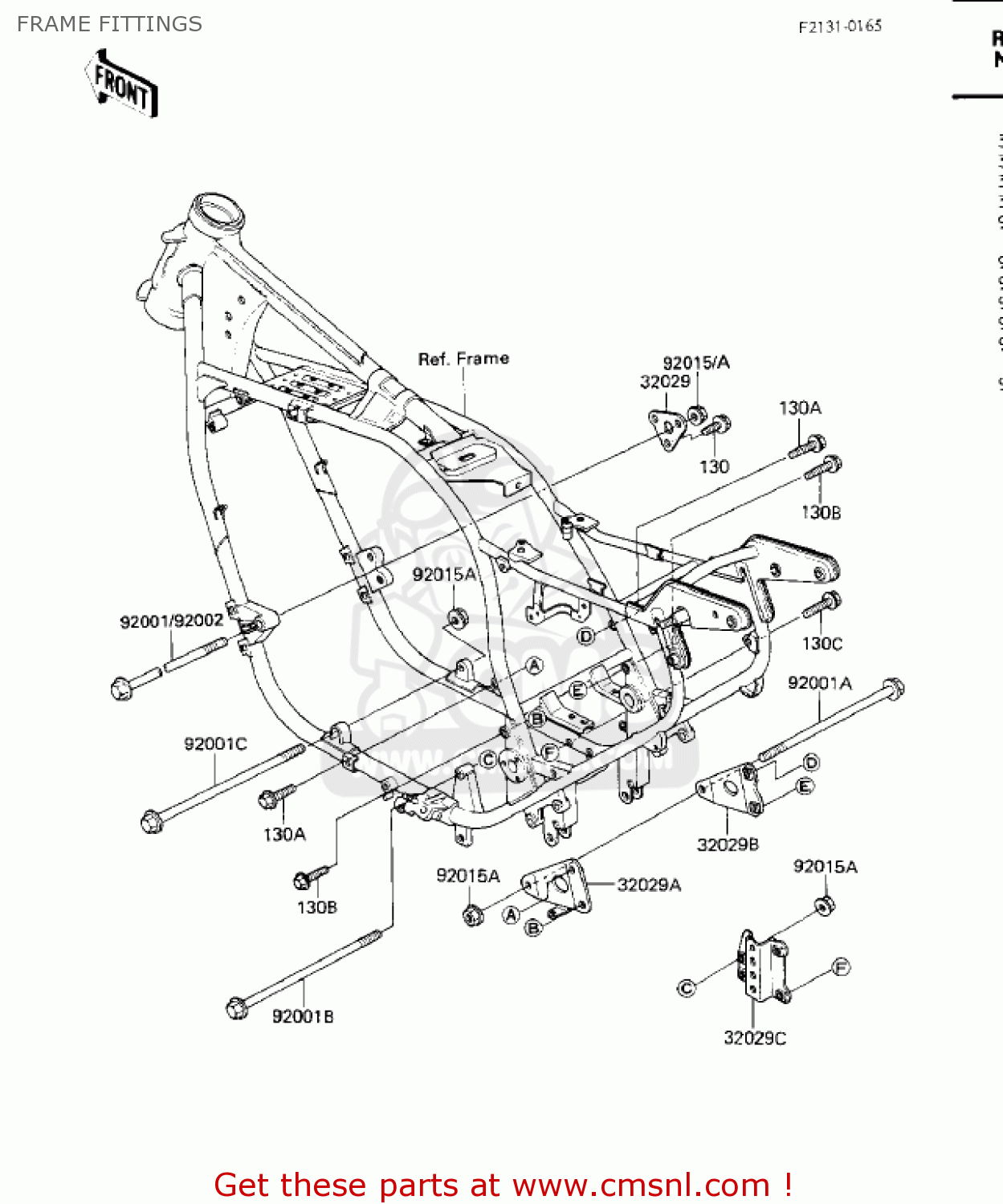 FRAME FITTINGS ZN1300A4 VOYAGER 1986 USA CALIFORNIA CANADA