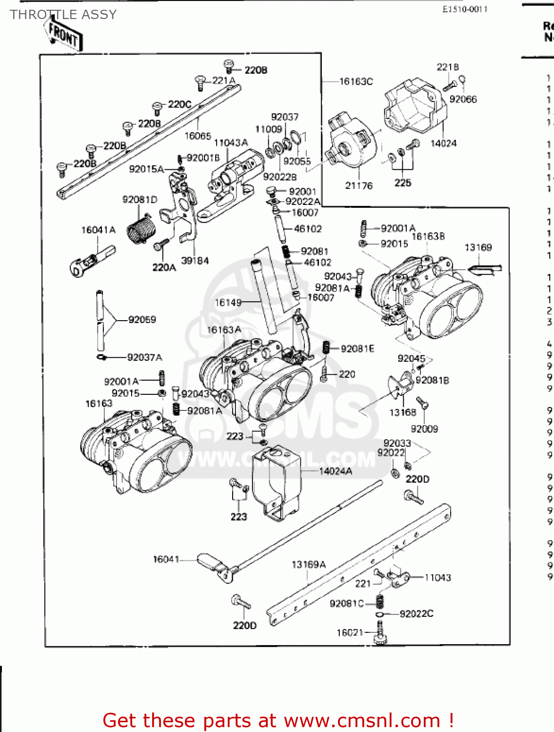 THROTTLE ASSY ZN1300A4 VOYAGER 1986 USA CALIFORNIA CANADA