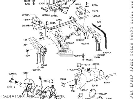 RADIATOR/FAN/COOLANT TANK - ZN1300A4 VOYAGER 1986 USA CALIFORNIA CANADA
