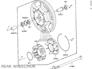 REAR WHEEL/HUB - ZN1300A4 VOYAGER 1986 USA CALIFORNIA CANADA
