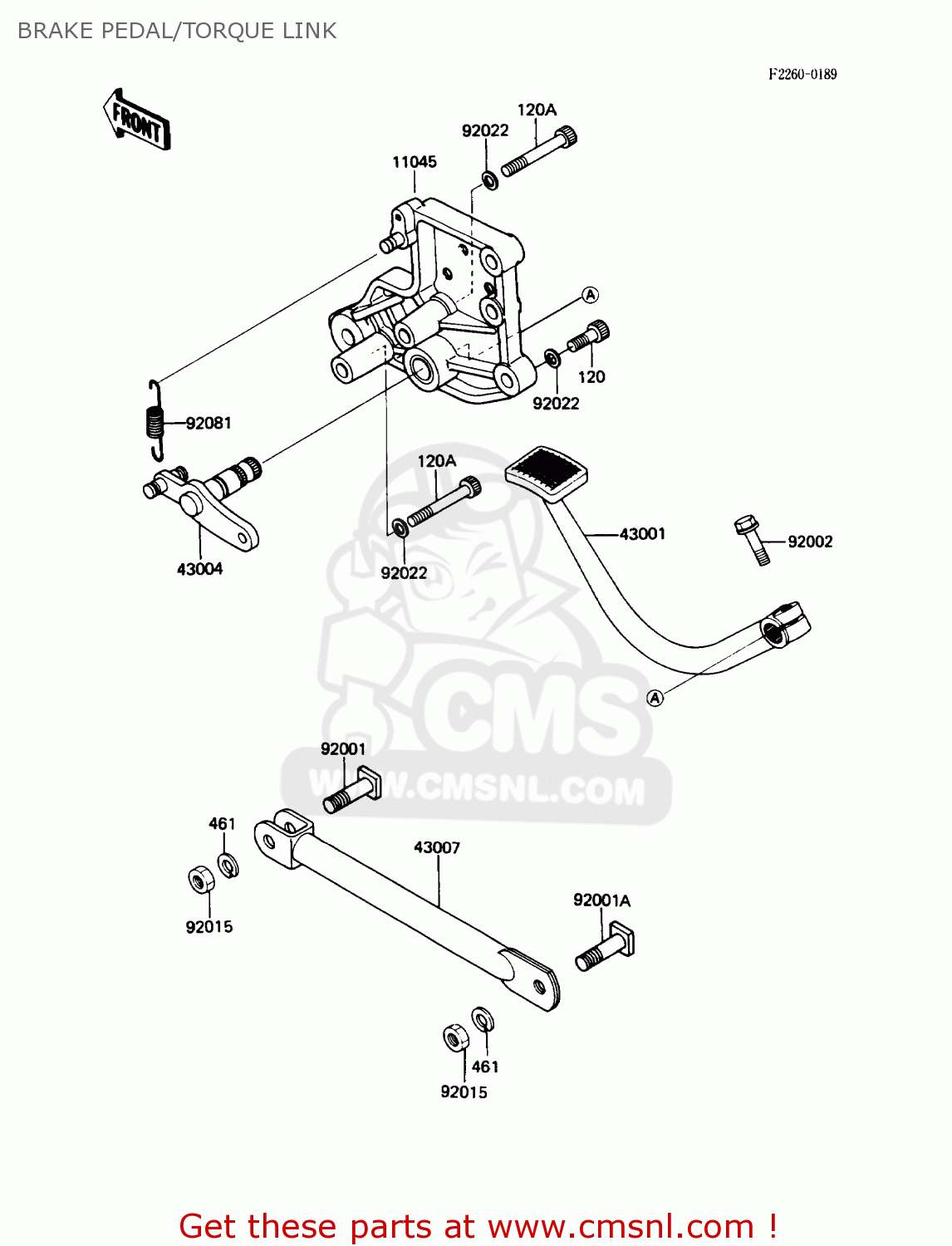 BRAKE PEDAL/TORQUE LINK ZN1300A5 VOYAGER 1987 USA CALIFORNIA