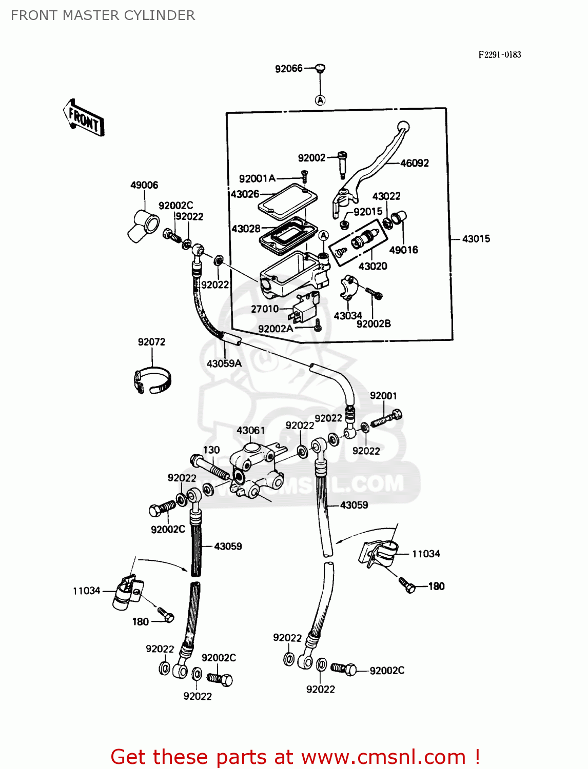 FRONT MASTER CYLINDER ZN1300A5 VOYAGER 1987 USA CALIFORNIA
