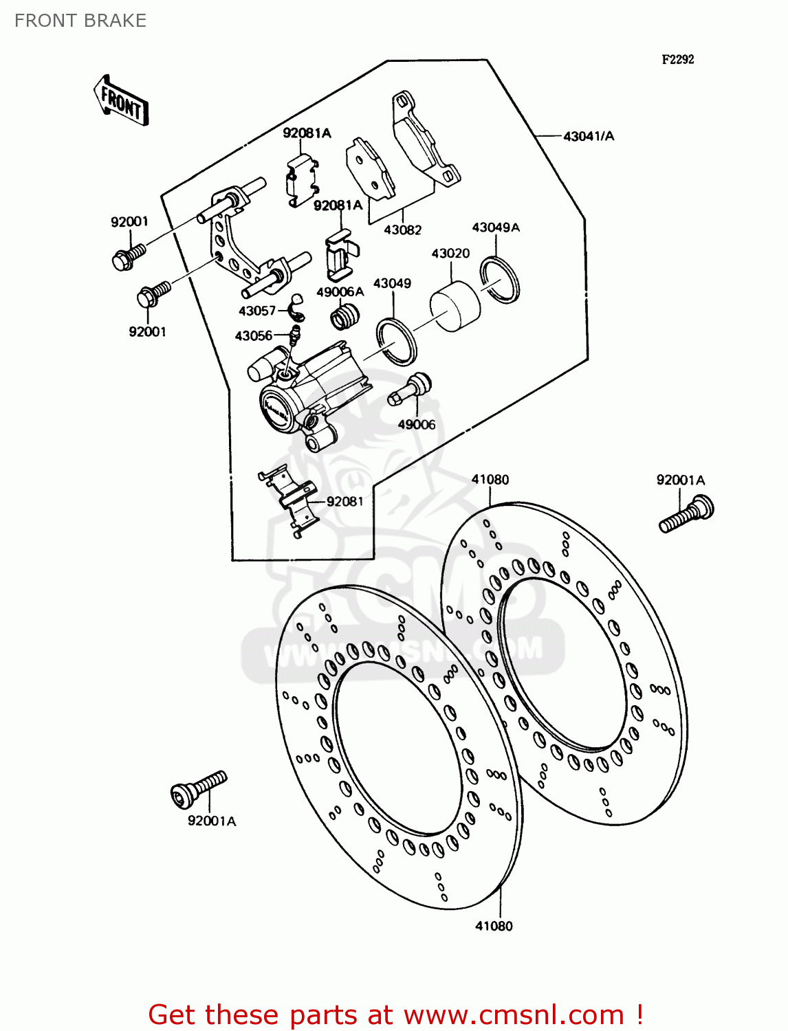FRONT BRAKE ZN1300A5 VOYAGER 1987 USA CALIFORNIA