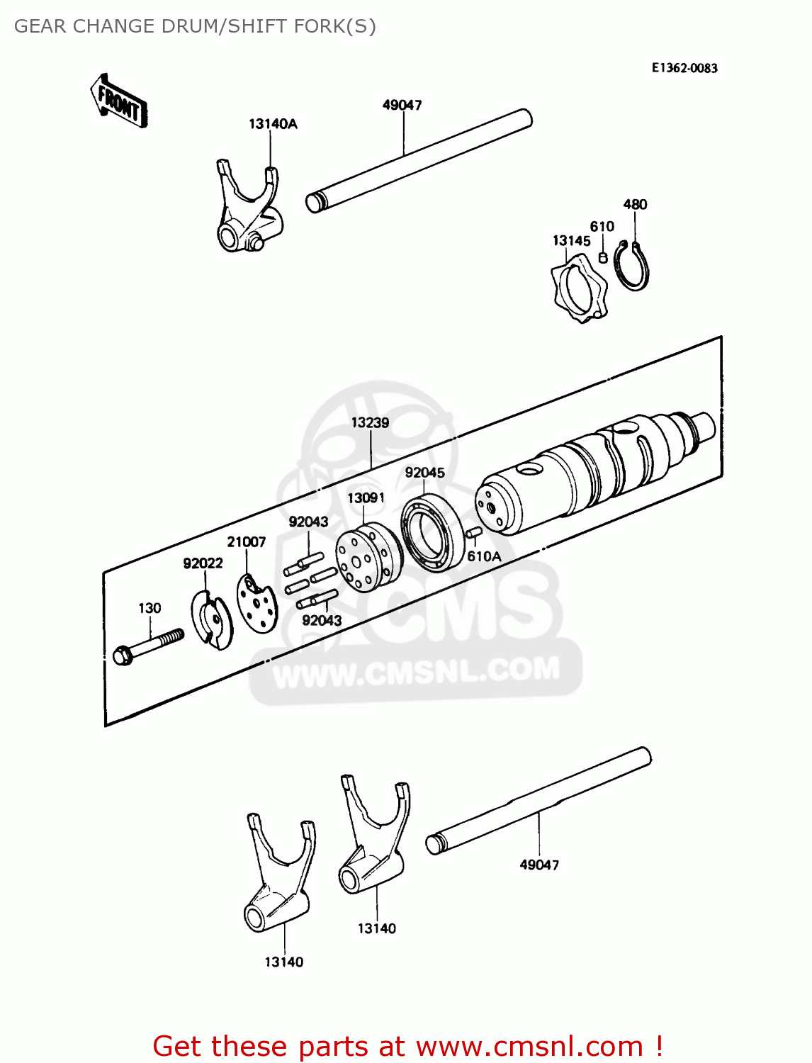GEAR CHANGE DRUM/SHIFT FORK(S) ZN1300A6 VOYAGER 1988 USA CALIFORNIA