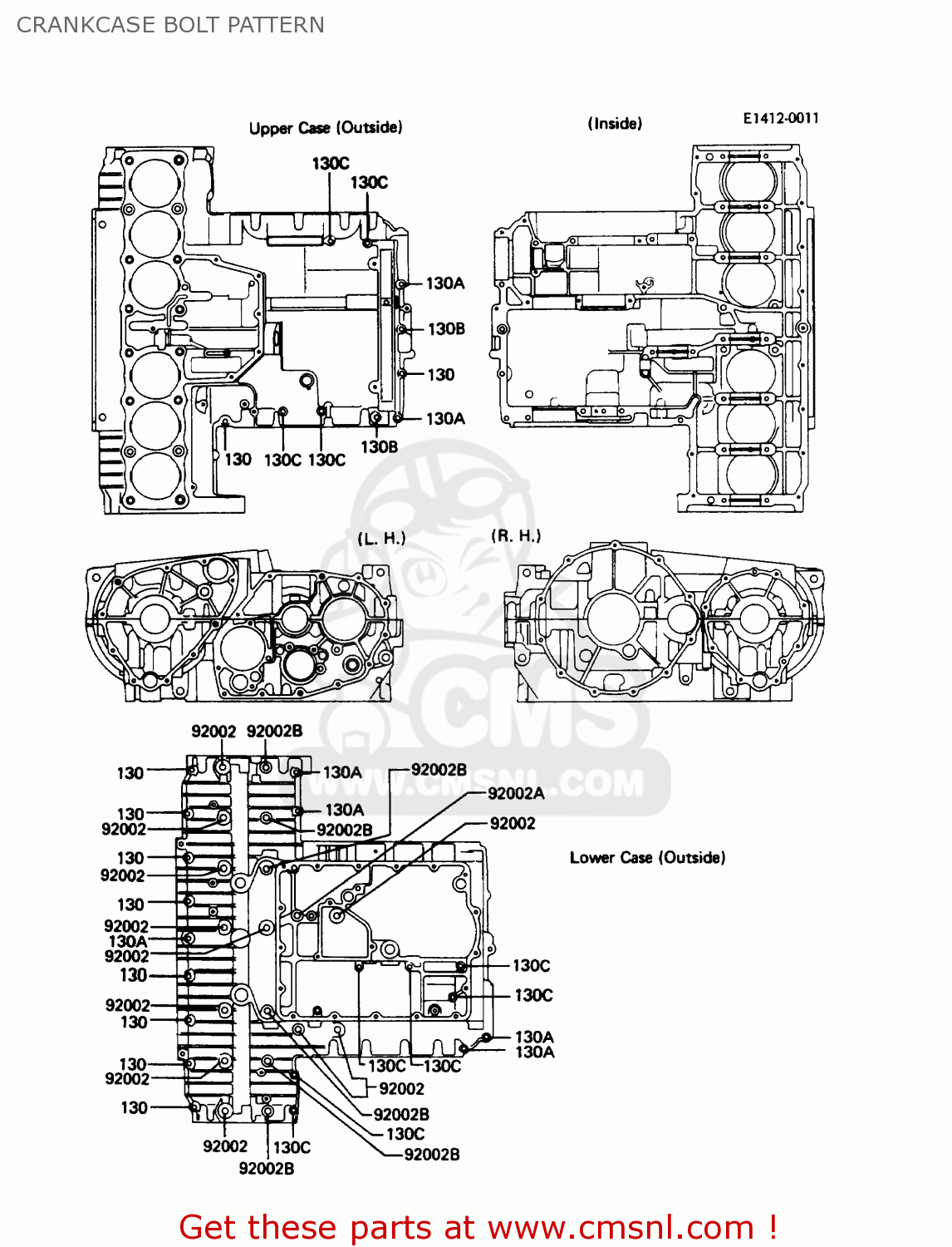 CRANKCASE BOLT PATTERN ZN1300A6 VOYAGER 1988 USA CALIFORNIA