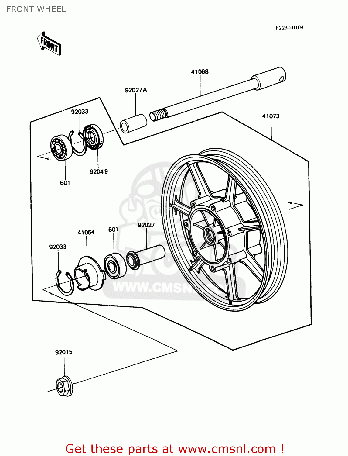 FRONT WHEEL ZN1300A6 VOYAGER 1988 USA CALIFORNIA