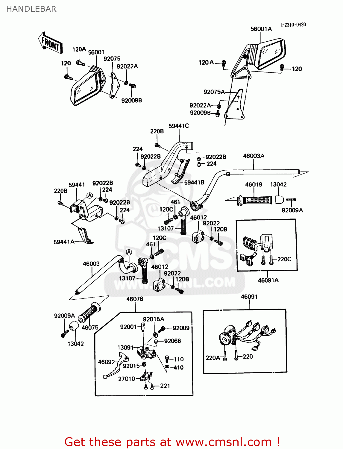 HANDLEBAR ZN1300A6 VOYAGER 1988 USA CALIFORNIA