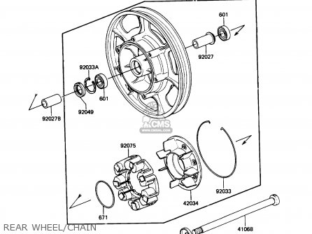 REAR WHEEL/CHAIN - ZN1300A6 VOYAGER 1988 USA CALIFORNIA