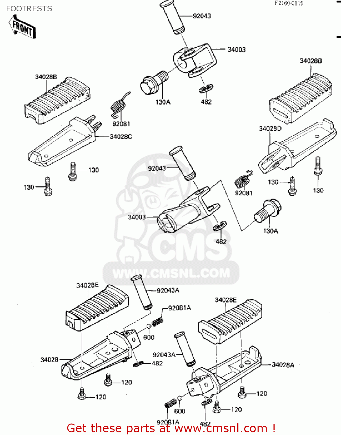 FOOTRESTS ZN700A1 SHAFT 1984 USA CALIFORNIA / LTD