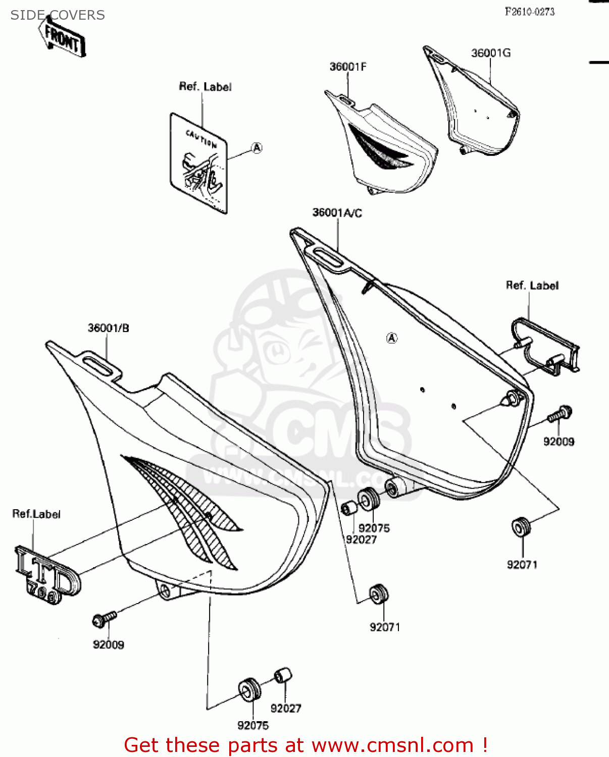 SIDE COVERS ZN700A1 SHAFT 1984 USA CALIFORNIA / LTD