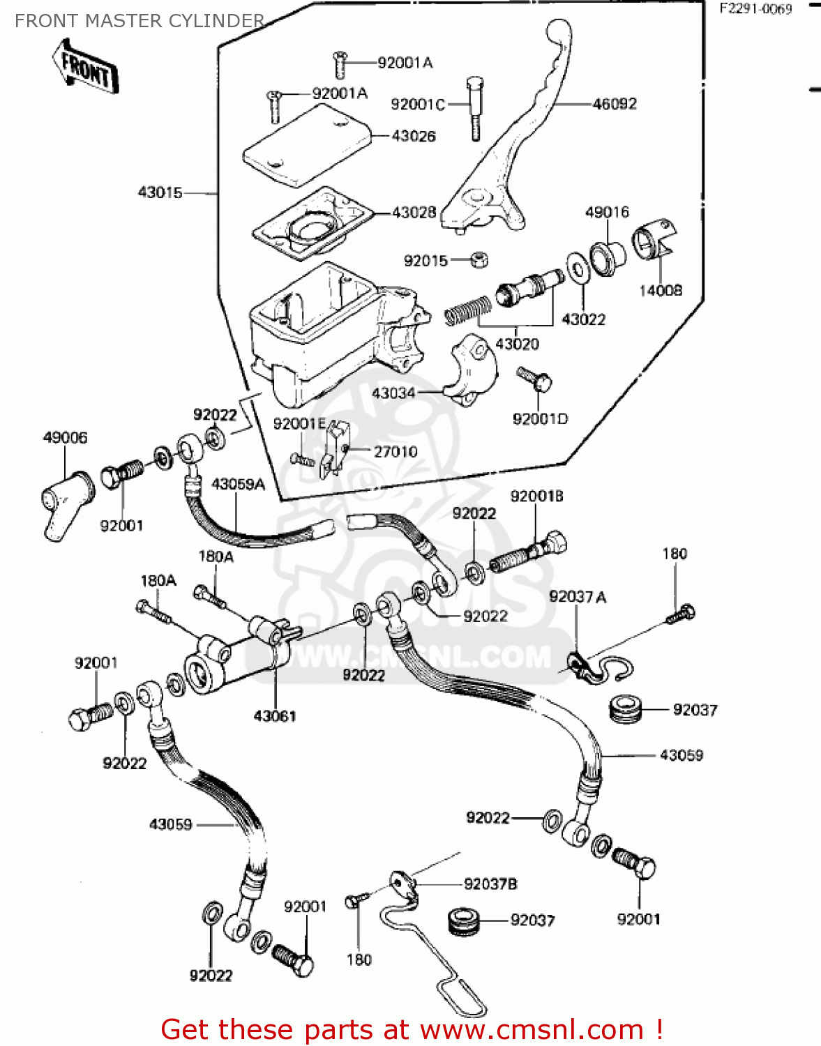 FRONT MASTER CYLINDER ZN700A1 SHAFT 1984 USA CALIFORNIA / LTD