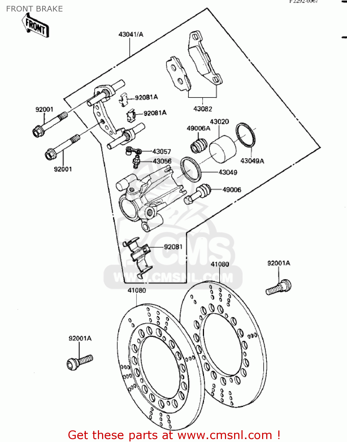 FRONT BRAKE ZN700A1 SHAFT 1984 USA CALIFORNIA / LTD