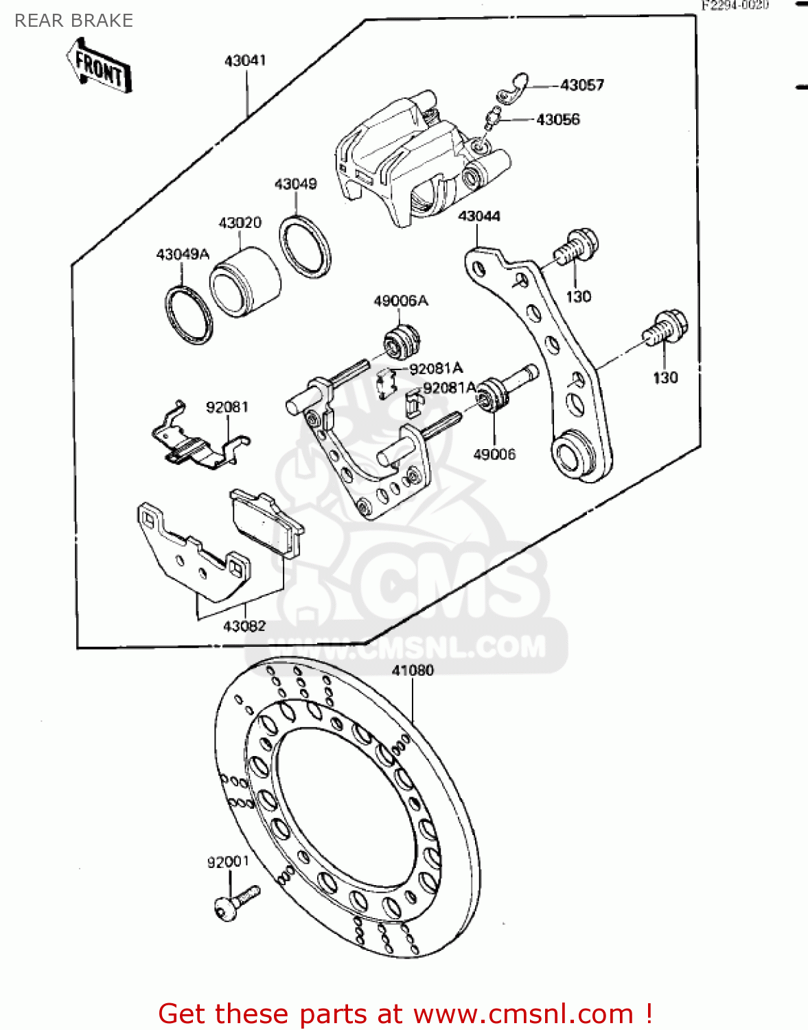 REAR BRAKE ZN700A1 SHAFT 1984 USA CALIFORNIA / LTD
