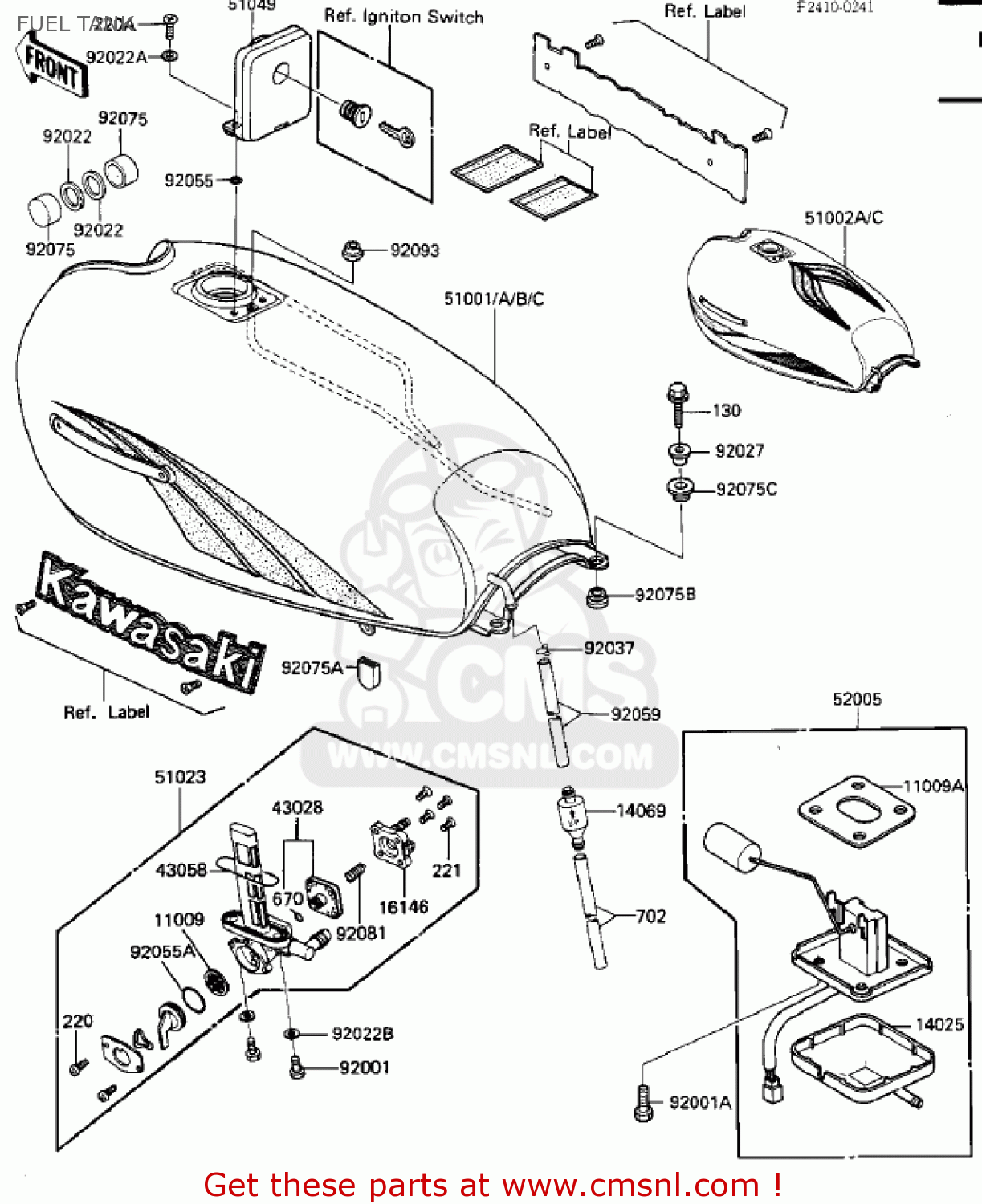 FUEL TANK ZN700A1 SHAFT 1984 USA CALIFORNIA / LTD