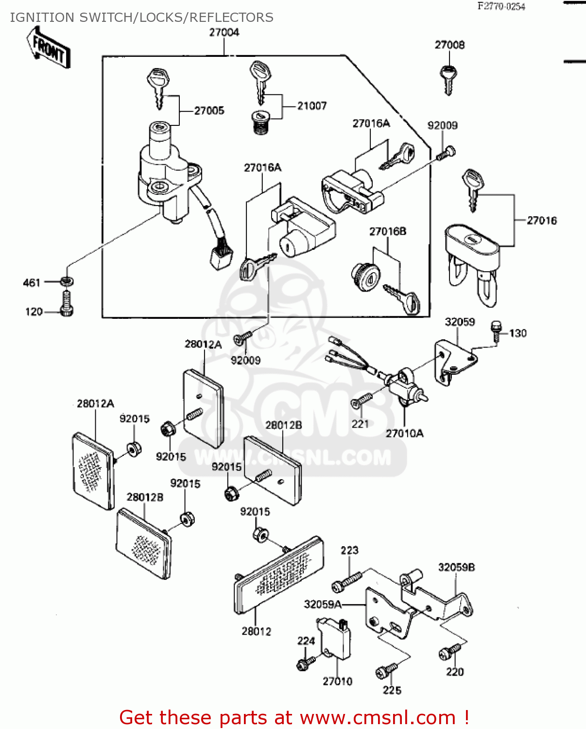 IGNITION SWITCH/LOCKS/REFLECTORS ZN700A1 SHAFT 1984 USA CALIFORNIA / LTD