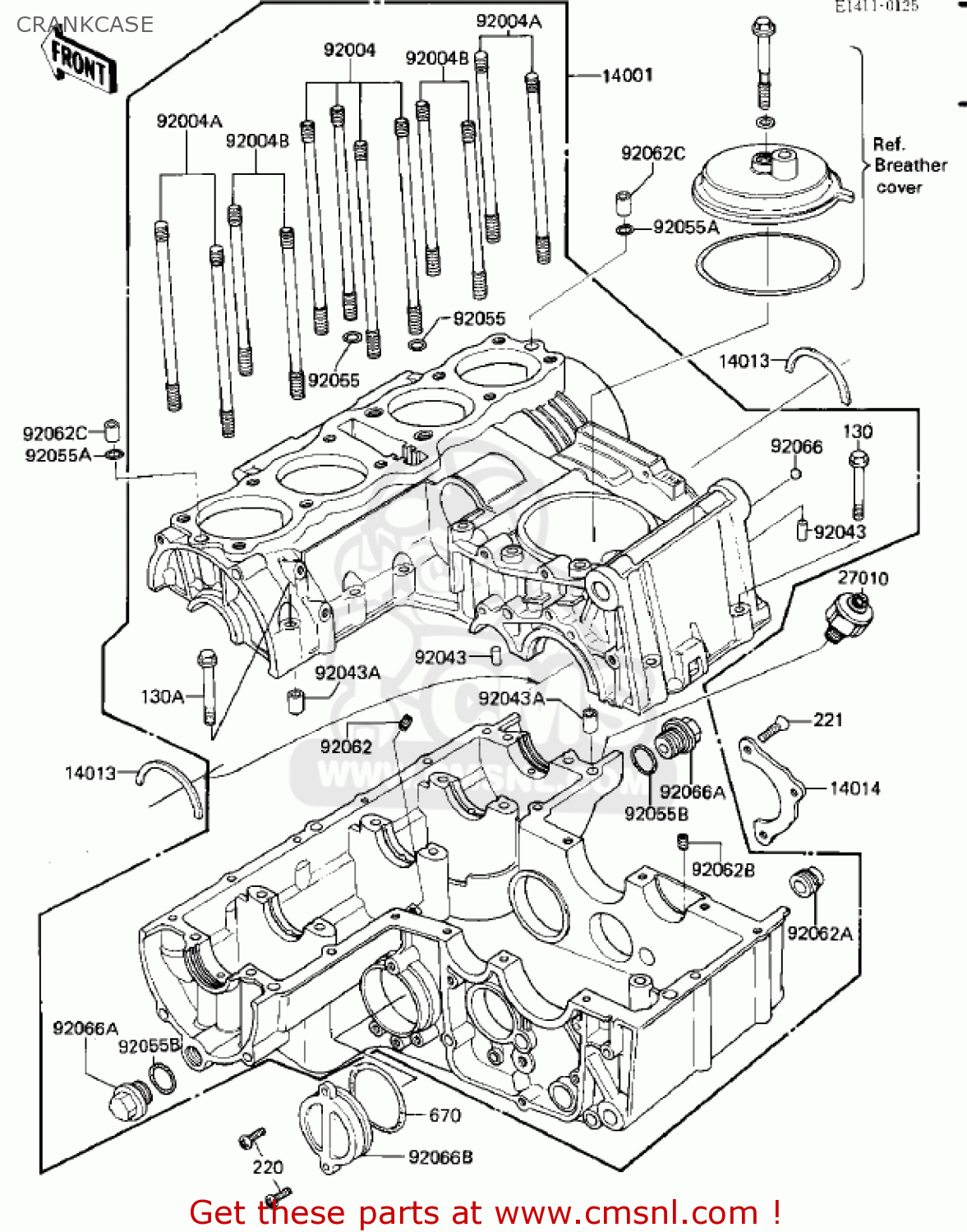 CRANKCASE ZN700A1 SHAFT 1984 USA CALIFORNIA / LTD