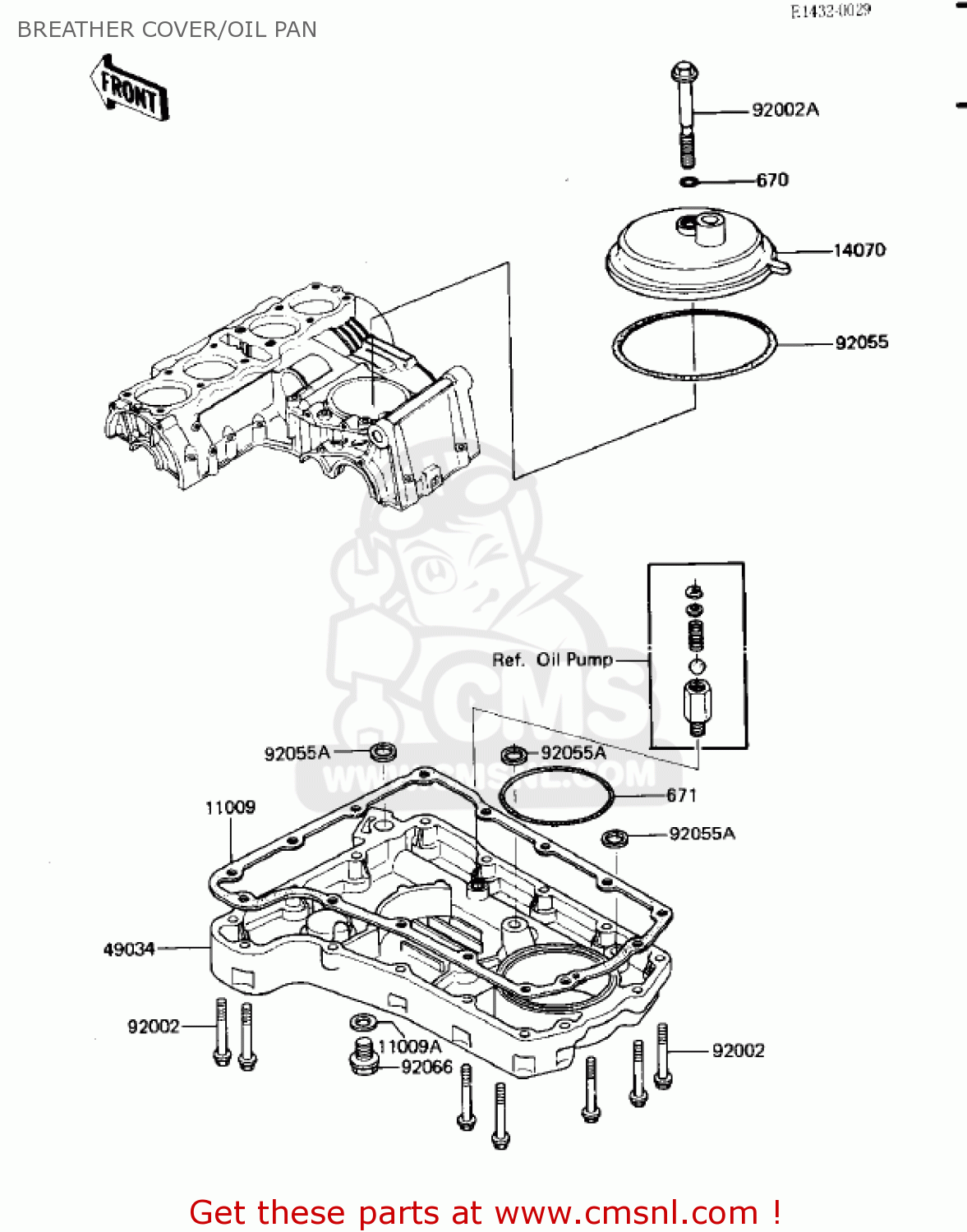 BREATHER COVER/OIL PAN ZN700A1 SHAFT 1984 USA CALIFORNIA / LTD