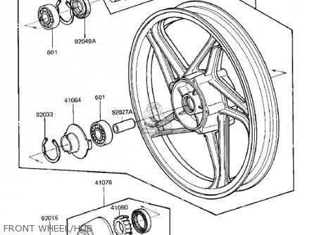 FRONT WHEEL/HUB - ZN700A1 SHAFT 1984 USA CALIFORNIA / LTD