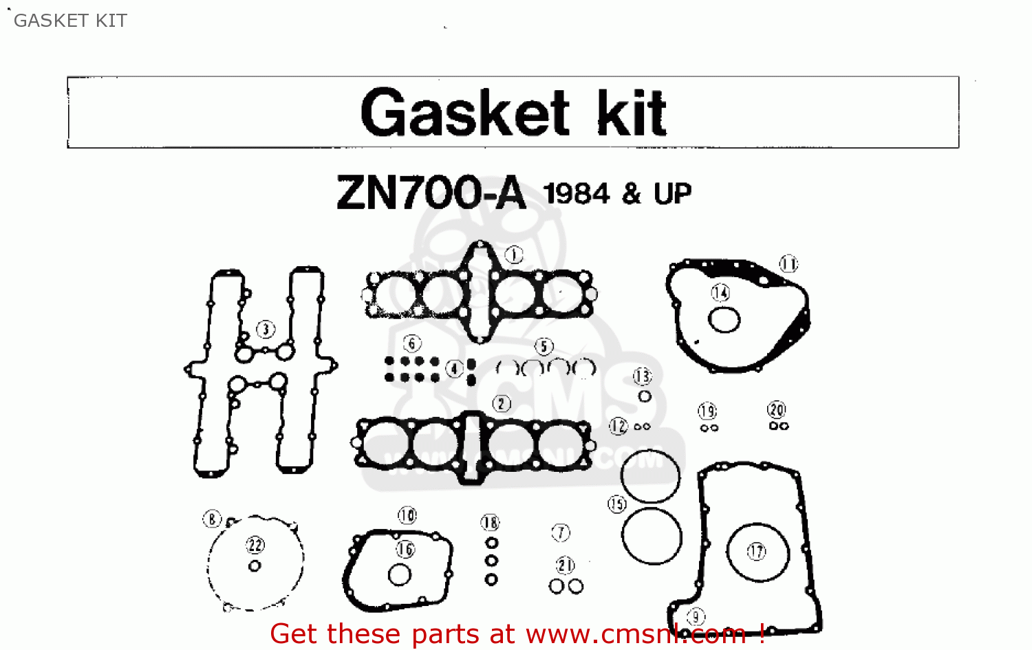 GASKET KIT ZN700A2 SHAFT 1985 USA CALIFORNIA / LTD