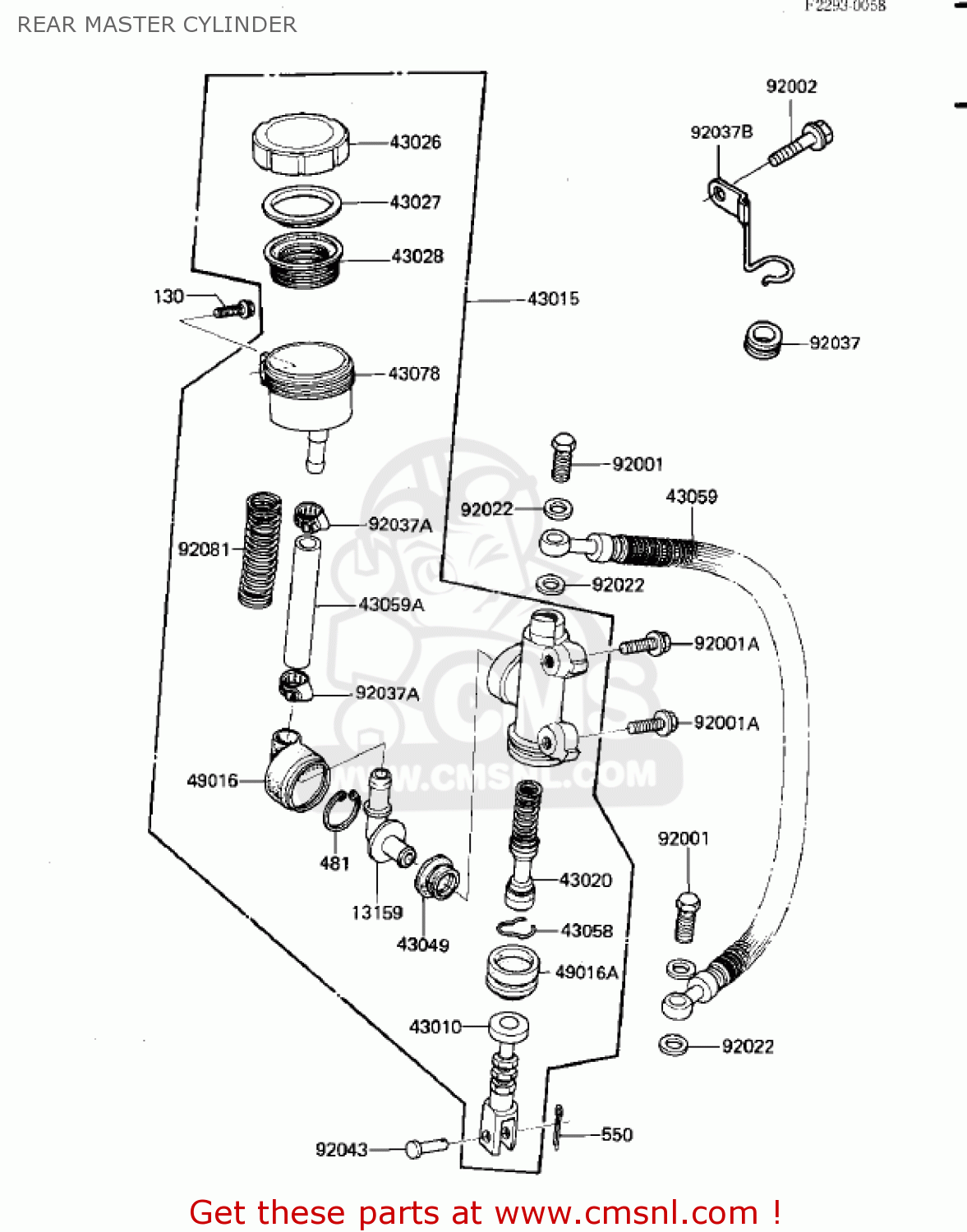 REAR MASTER CYLINDER ZN700A2 SHAFT 1985 USA CALIFORNIA / LTD