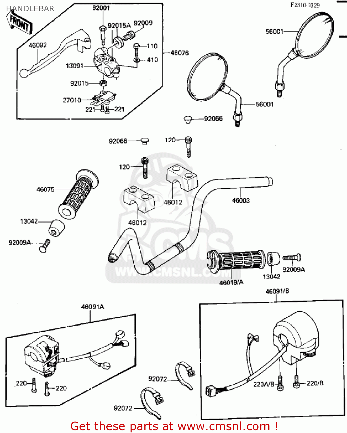 HANDLEBAR ZN700A2 SHAFT 1985 USA CALIFORNIA / LTD