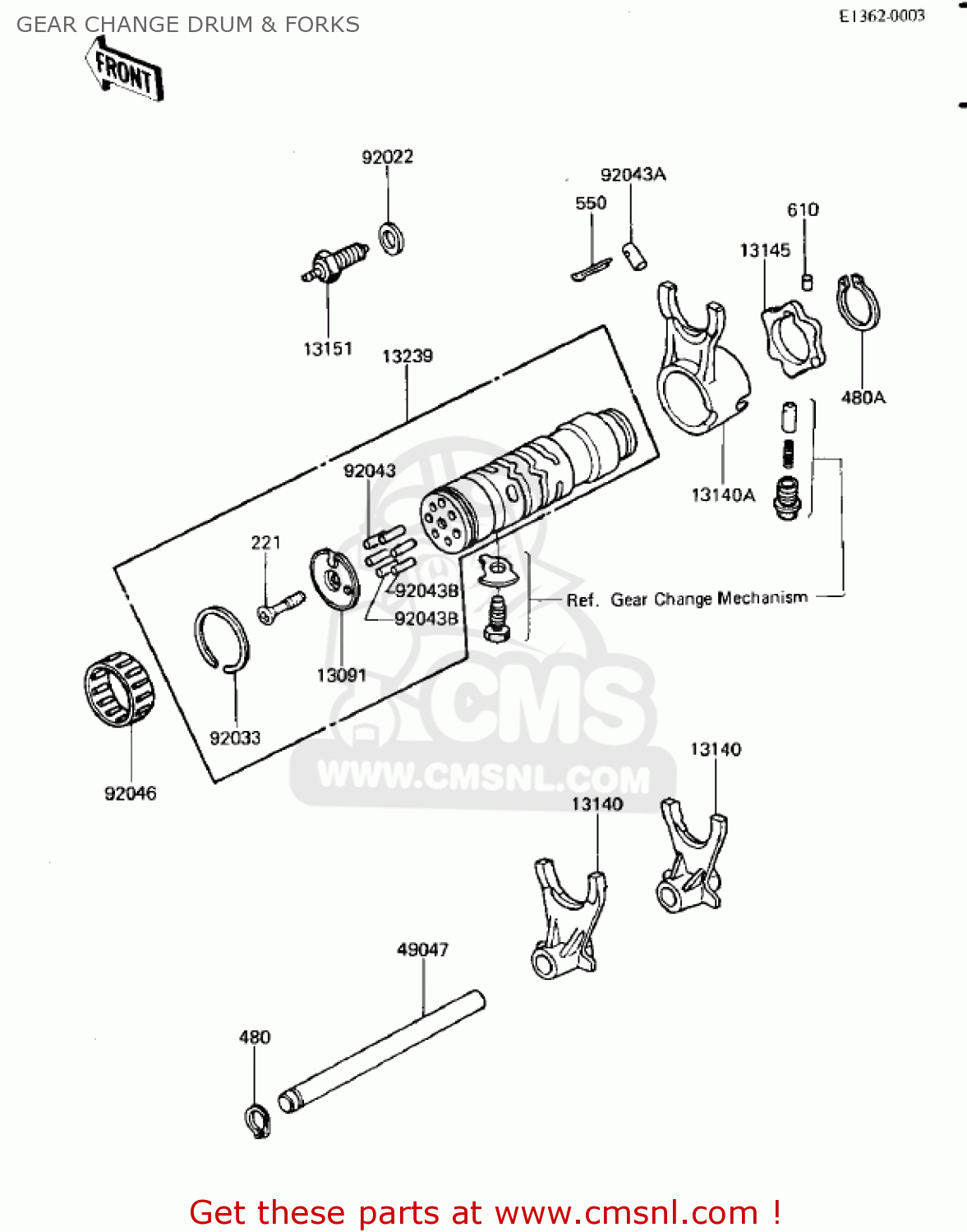 GEAR CHANGE DRUM & FORKS ZN700A2 SHAFT 1985 USA CALIFORNIA / LTD