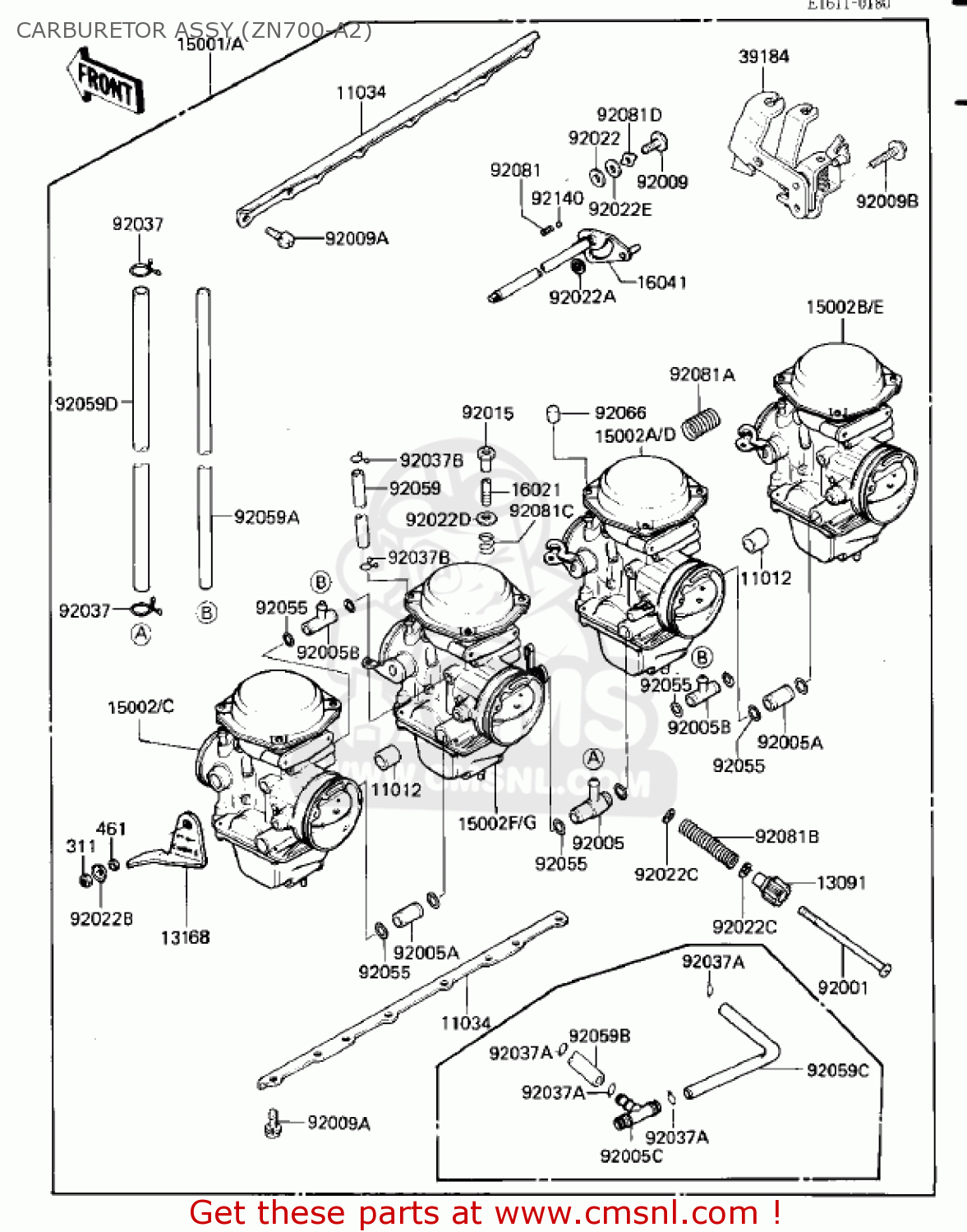 CARBURETOR ASSY (ZN700-A2) ZN700A2 SHAFT 1985 USA CALIFORNIA / LTD