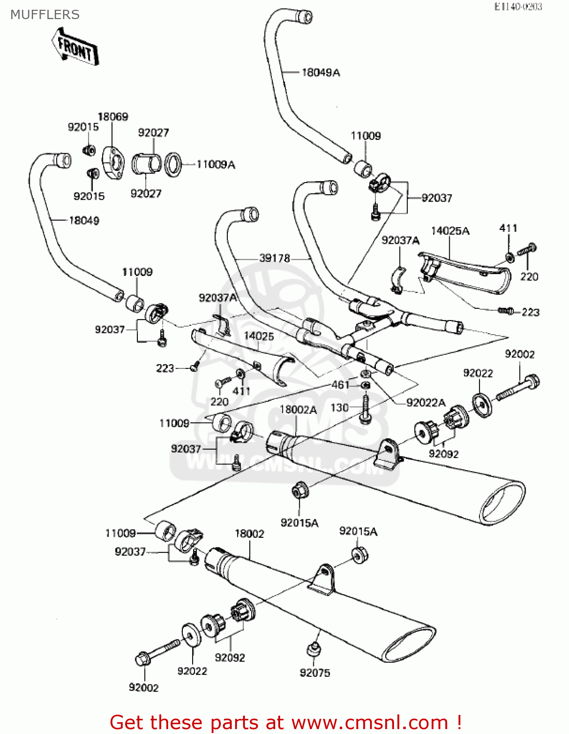 MUFFLERS ZN700A2 SHAFT 1985 USA CALIFORNIA / LTD