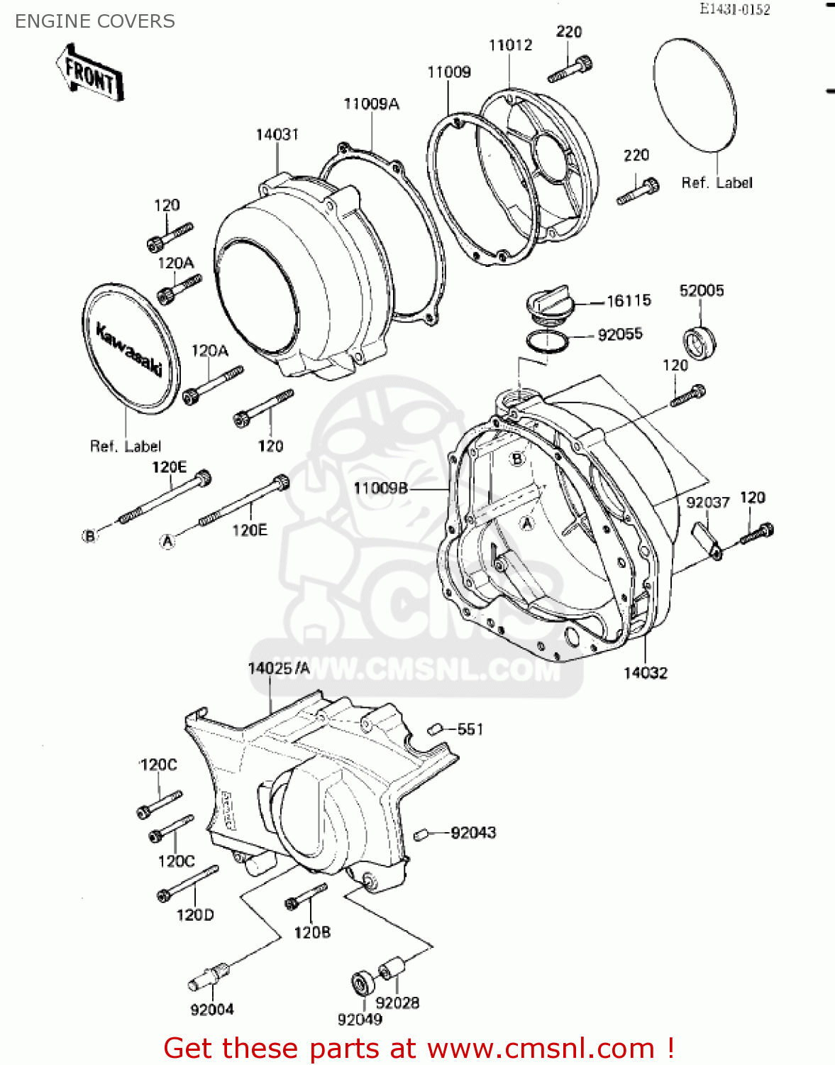 ENGINE COVERS ZN700A2 SHAFT 1985 USA CALIFORNIA / LTD