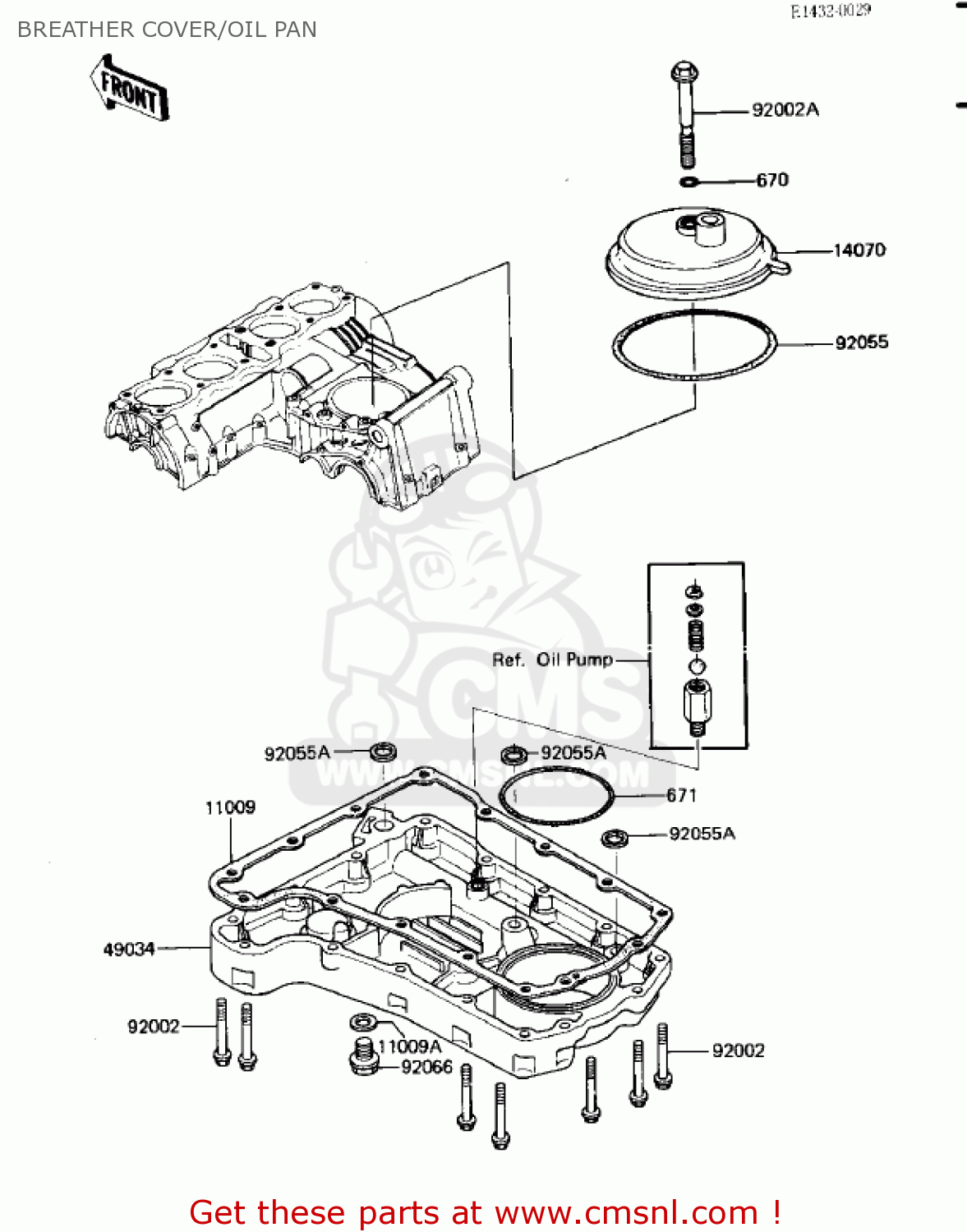 BREATHER COVER/OIL PAN ZN700A2 SHAFT 1985 USA CALIFORNIA / LTD