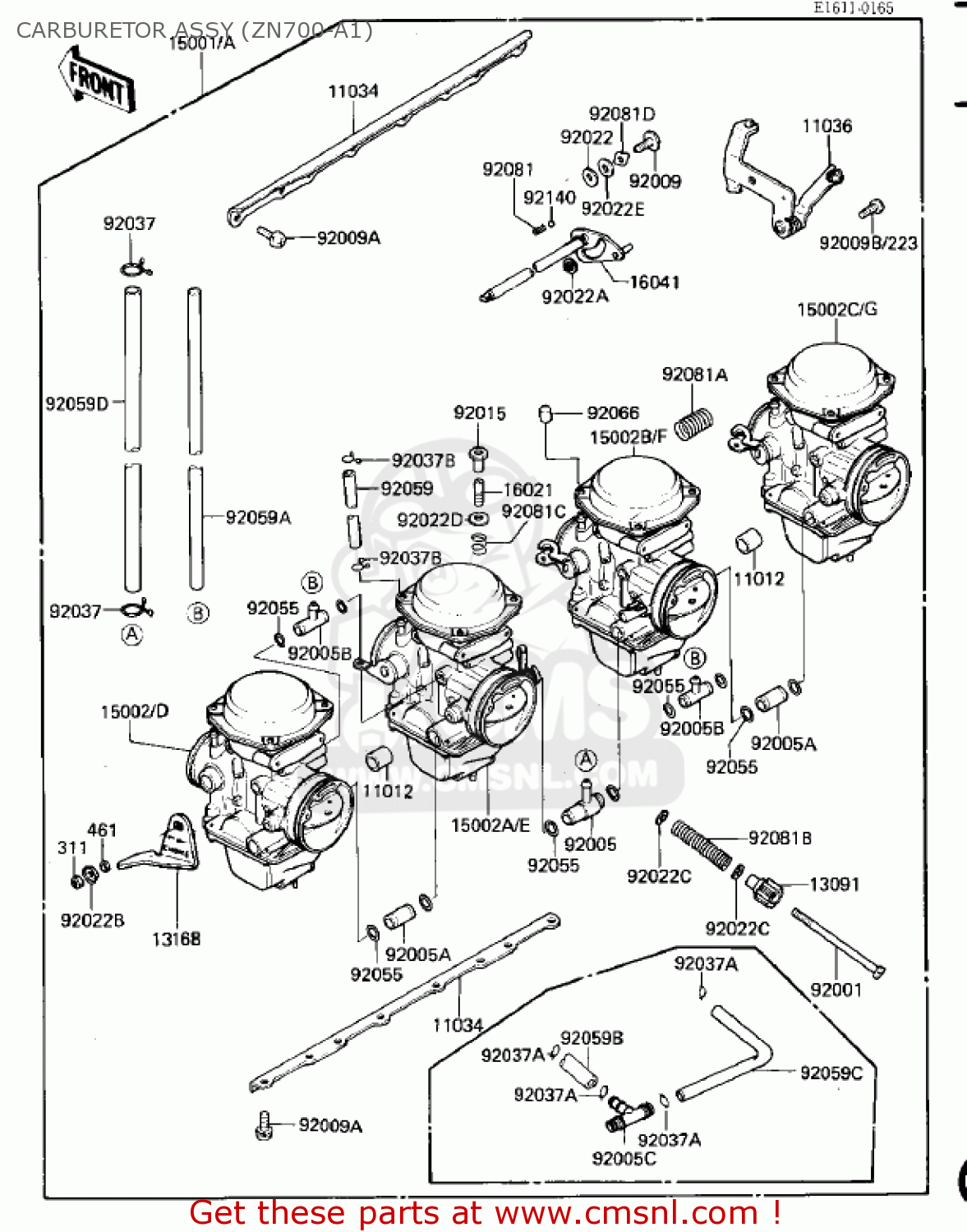 CARBURETOR ASSY (ZN700-A1) ZN700A2 SHAFT 1985 USA CALIFORNIA / LTD