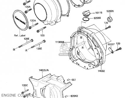 ENGINE COVERS - ZN700A2 SHAFT 1985 USA CALIFORNIA / LTD