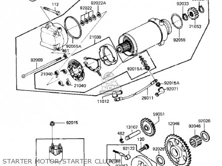 STARTER MOTOR/STARTER CLUTCH - ZN700A2 SHAFT 1985 USA CALIFORNIA / LTD