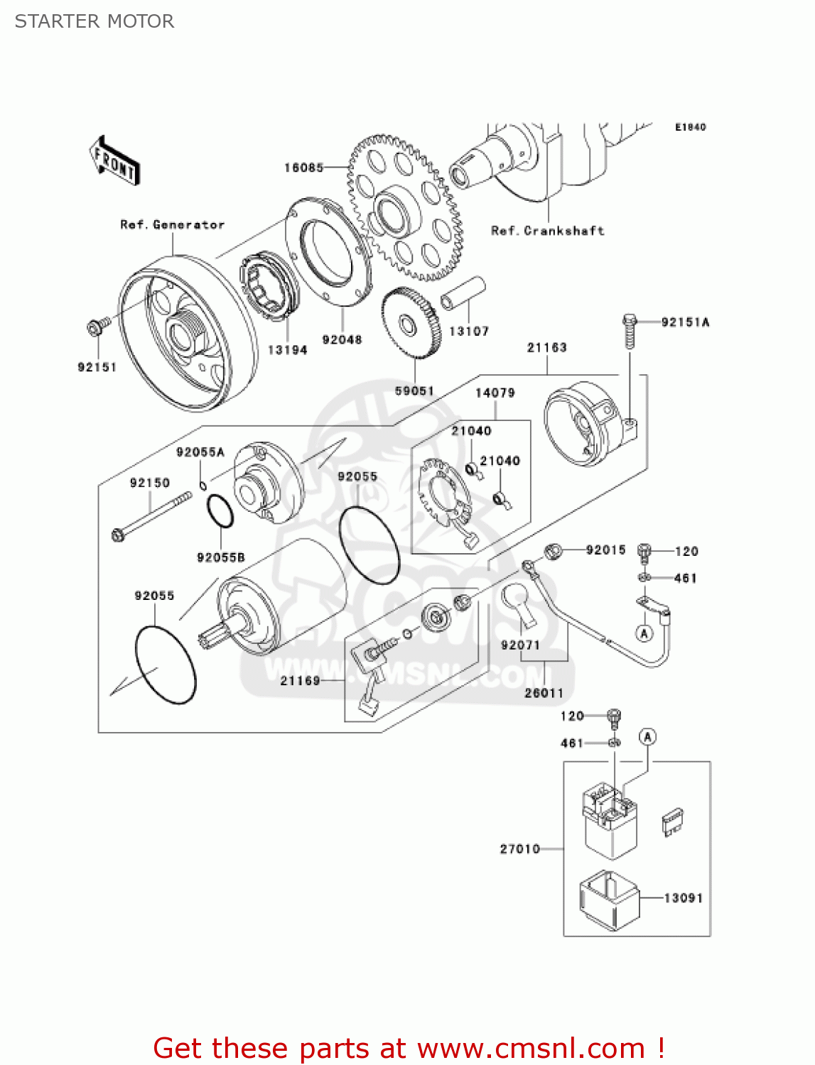 STARTER MOTOR ZR1000A1 Z1000 2003 USA CALIFORNIA CANADA