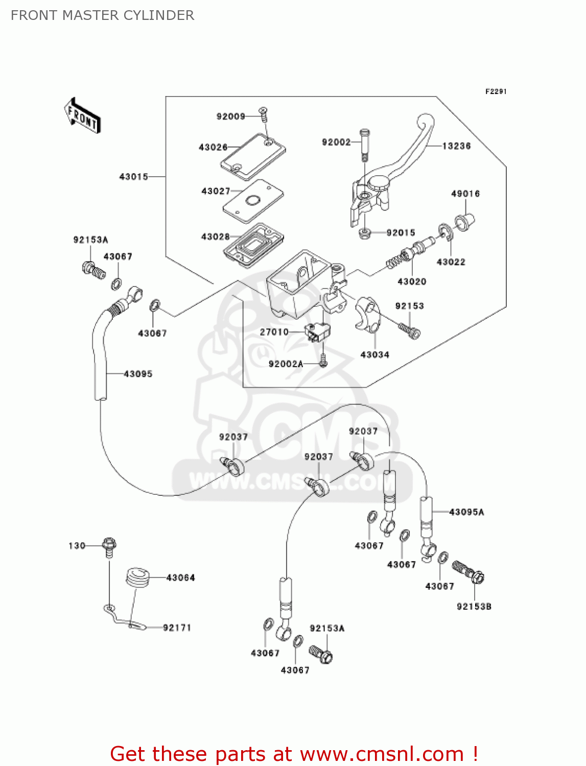 FRONT MASTER CYLINDER ZR1000A1 Z1000 2003 USA CALIFORNIA CANADA