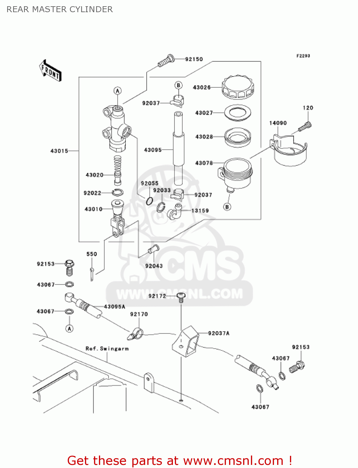 REAR MASTER CYLINDER ZR1000A1 Z1000 2003 USA CALIFORNIA CANADA